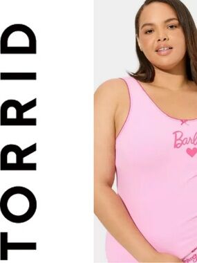 TORRID Barbie Cotton Sleep Tank Top Pink Size 0/L